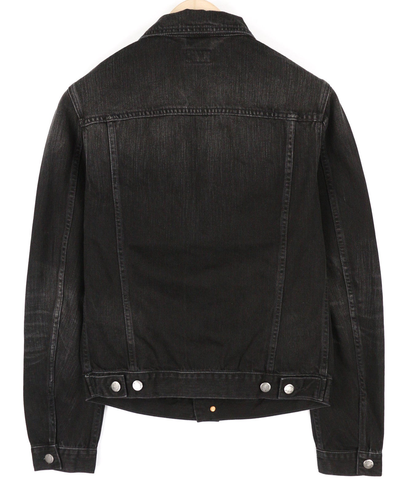 NUDIE Billy Men Jacket S Black Lotus Organic Buttoned  Neck Washed Denim