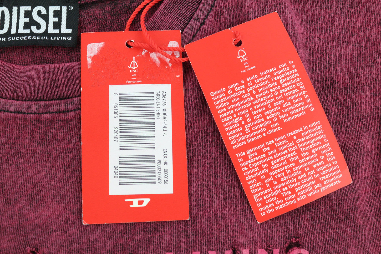DIESEL T-Reg-E4 moteriški marškinėliai L, bordo spalvos, trumpomis rankovėmis, apvalia apykakle, skalbti. RMK 125 €.