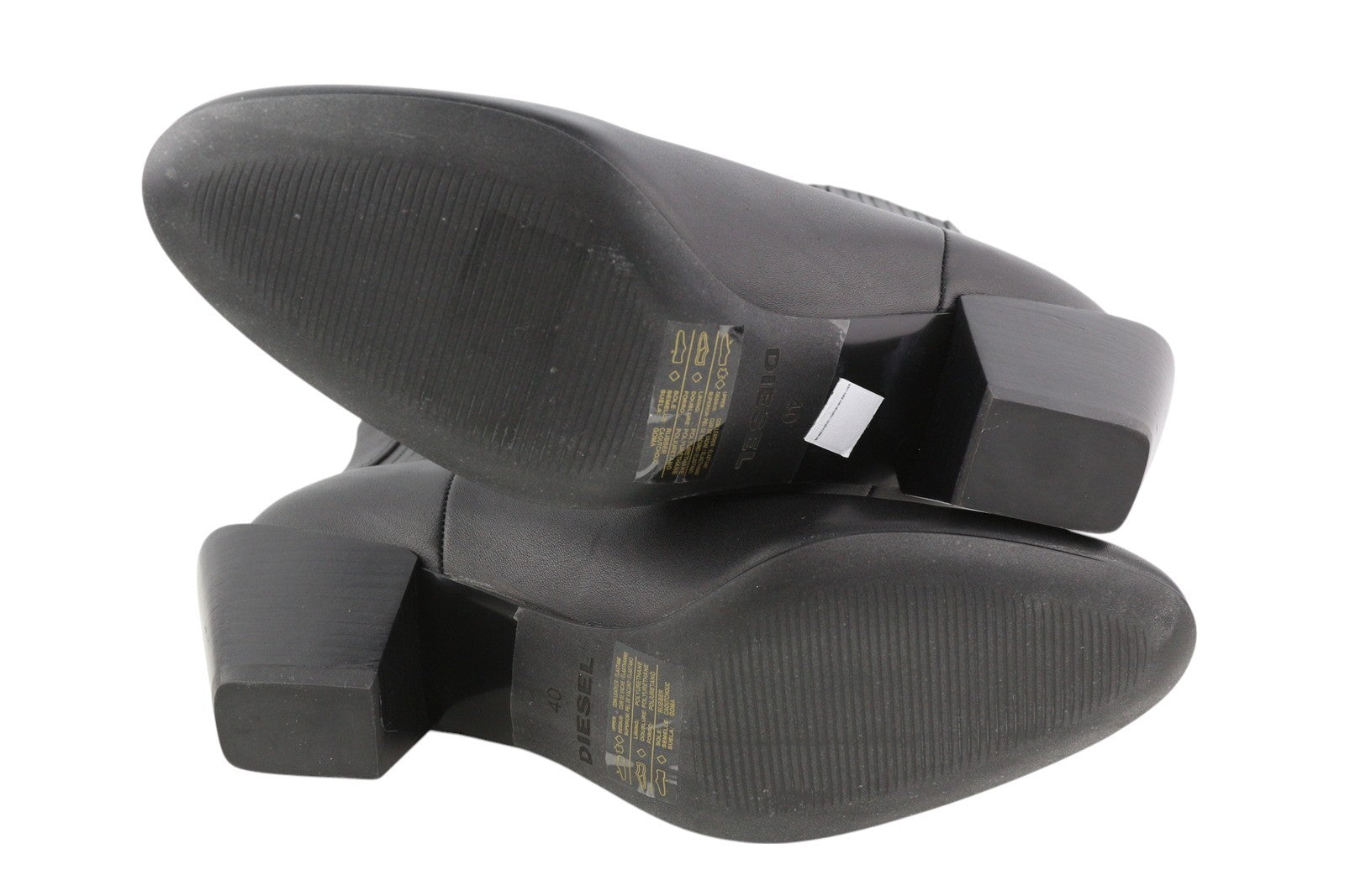 DIESEL D-Texanne CH moteriški aulinukai, juodi, odiniai, migdolų nosis, 40 €, kubietiškas kulnas – 290 € 