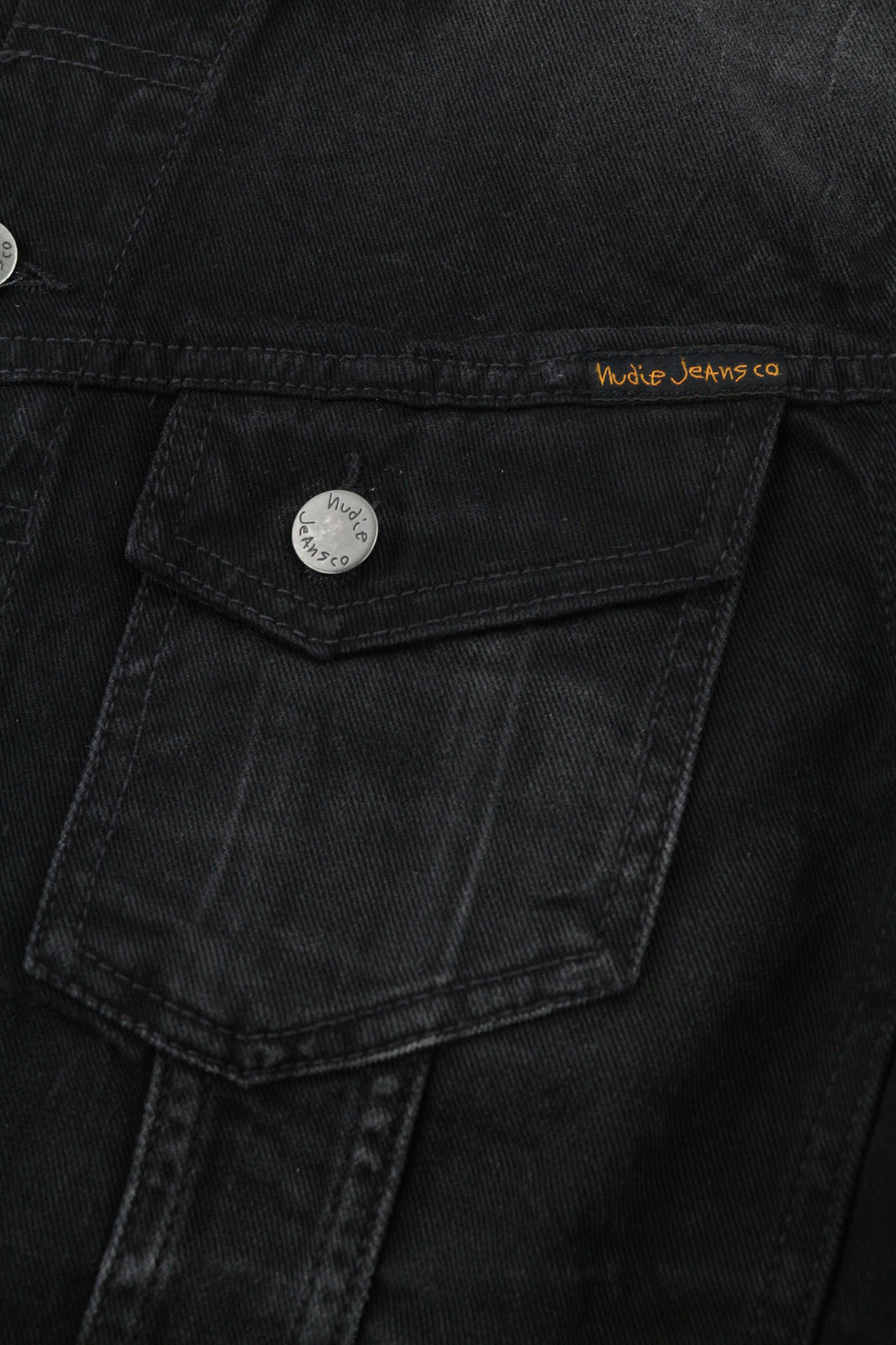 NUDIE JEANS Billy Men Jacket S Dark Shist Denim Buttoned Spread Logo Pockets