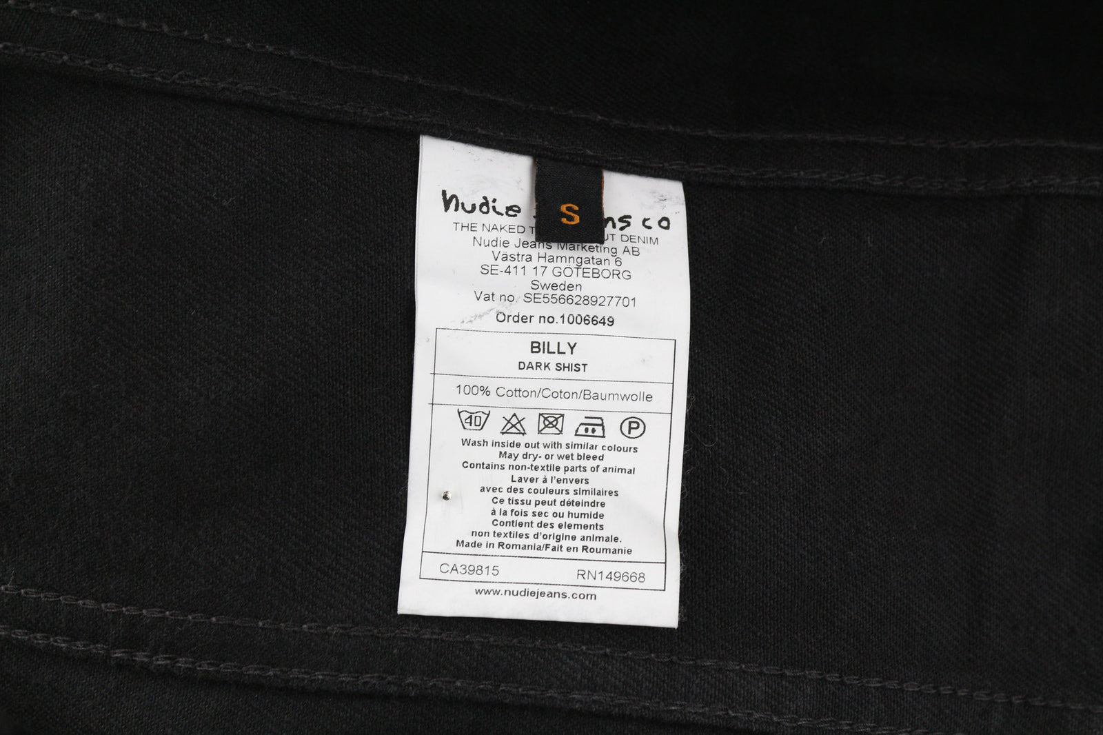 NUDIE JEANS Billy Men Jacket S Dark Shist Denim Buttoned Spread Logo Pockets