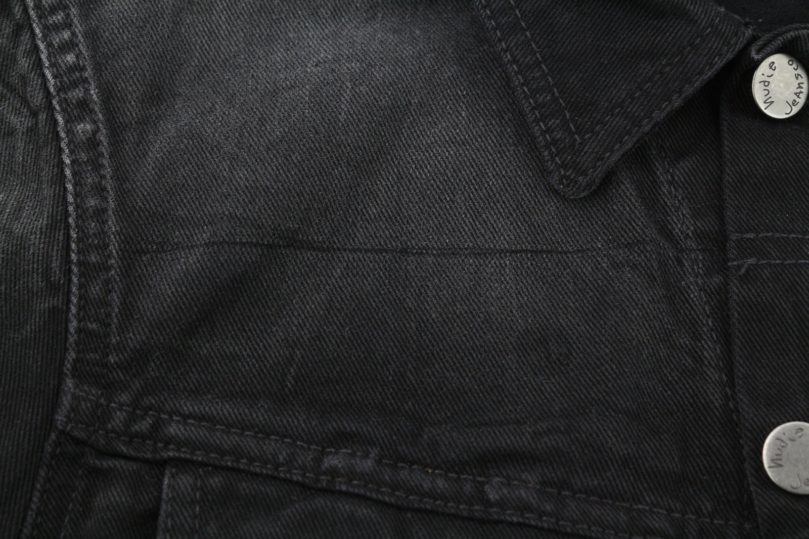 NUDIE JEANS Billy Men Jacket S Dark Shist Denim Buttoned Spread Logo Pockets