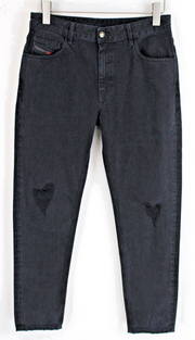 DIESEL Neekhol 084PM moteriški W30/L32 plėšyti tiesūs džinsai tamsiai mėlyni medvilniniai 