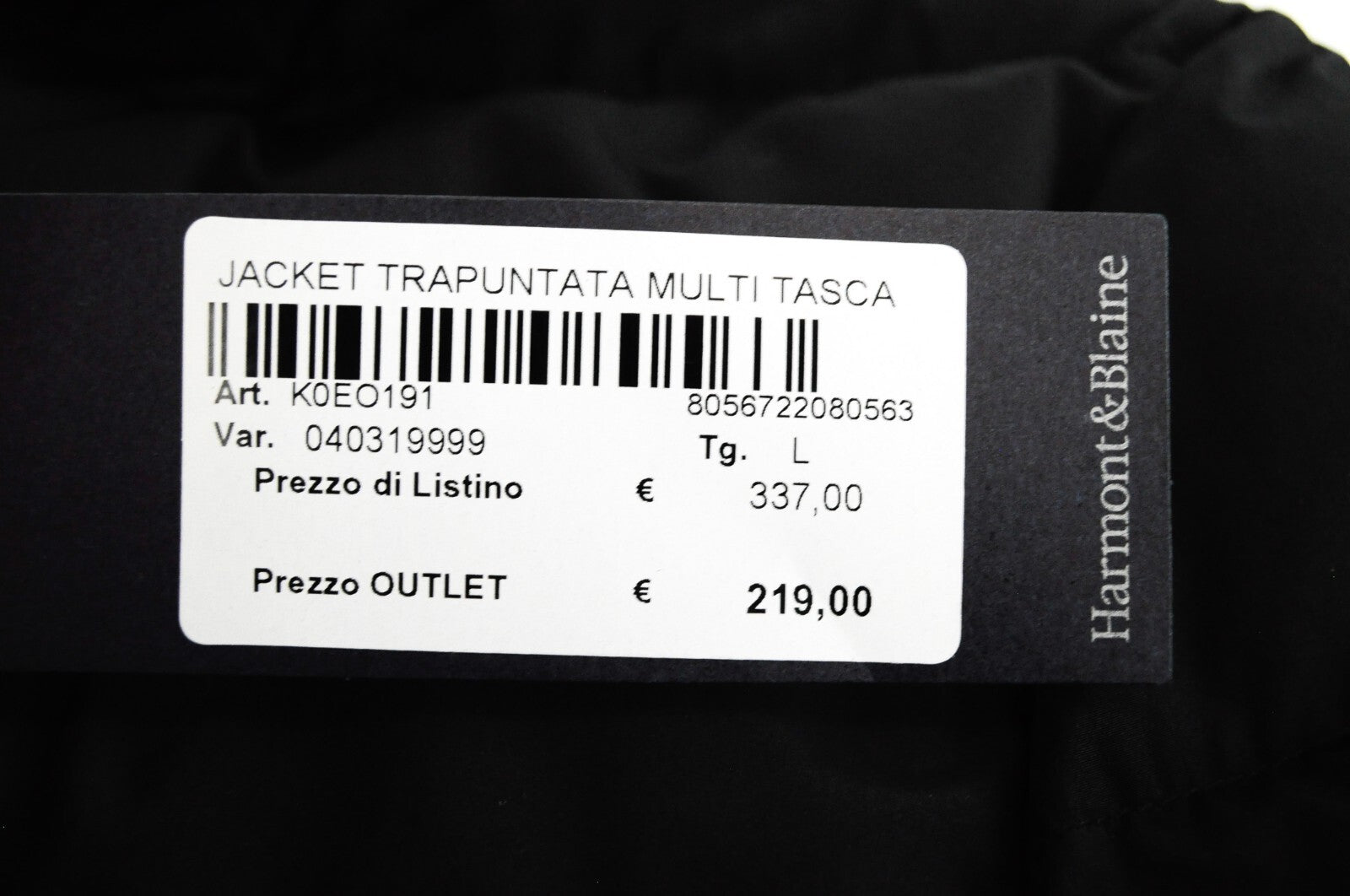 HARMONT&amp;BLAINE vyriška juoda dygsniuota paminkštinta striukė, L, trumpa, su sagomis, nailono 