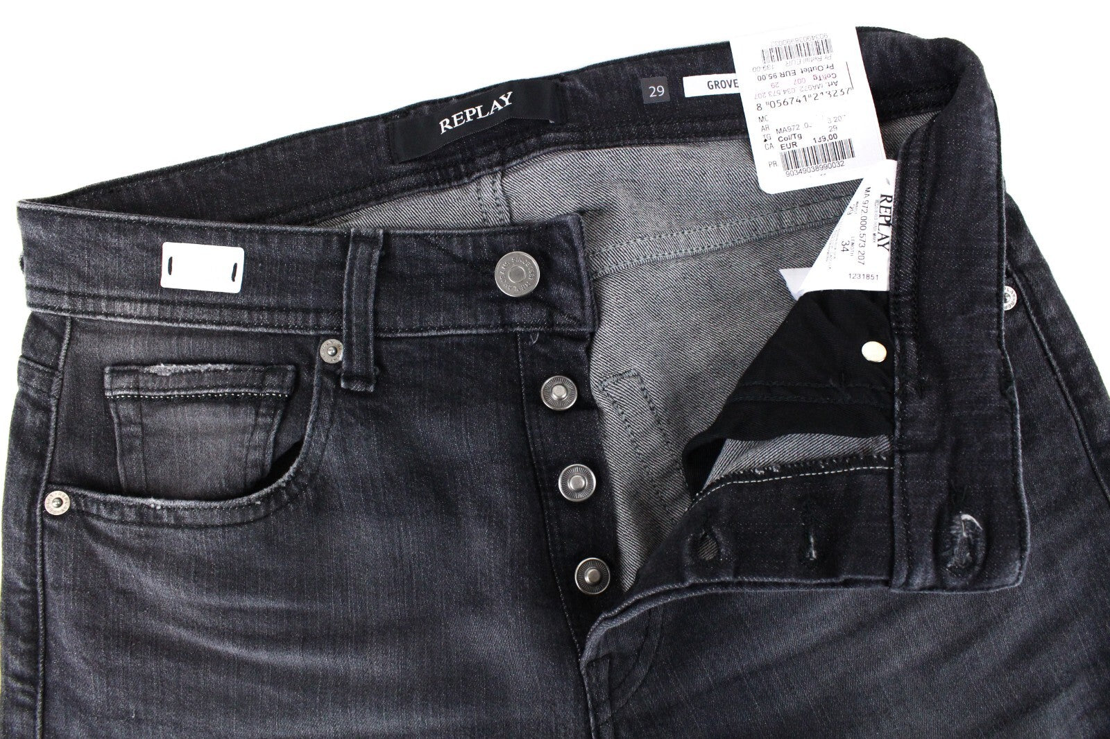 REPLAY Grover vyriška W29/L34 pilka tiesi „Laserblast“ tampri džinsinė suknelė 