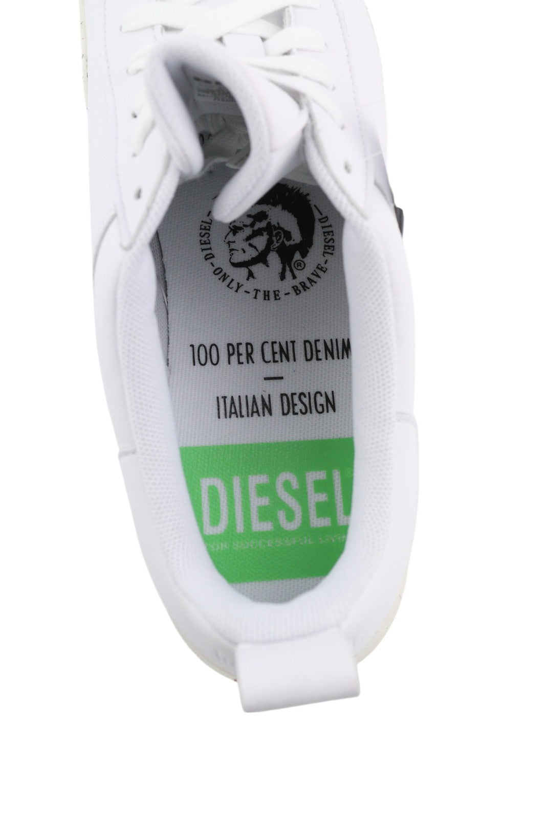 DIESEL S-Clever žemi nėrinių vyriški sportbačiai, EU44, baltos odos, migdolų nosis, rekomenduojama kaina – 140 € 