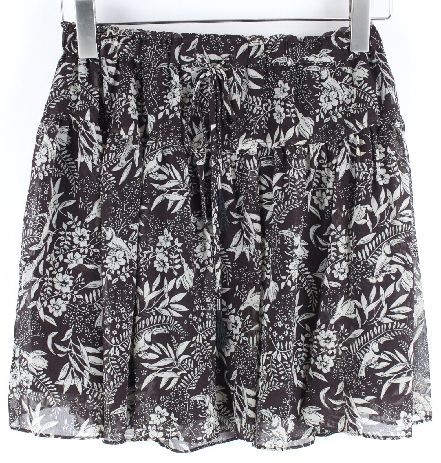 MAISON SCOTCH Womens XS Floral Softshell Mini Skirt Brown Lined Melange Flowy