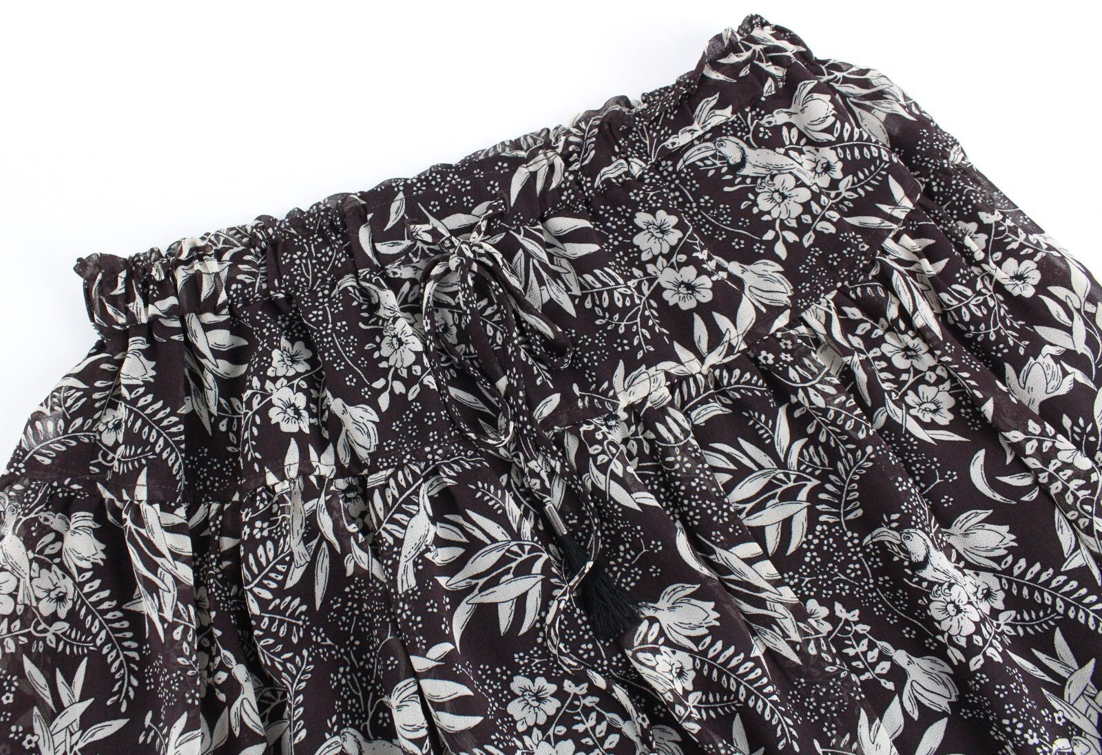 MAISON SCOTCH Womens XS Floral Softshell Mini Skirt Brown Lined Melange Flowy