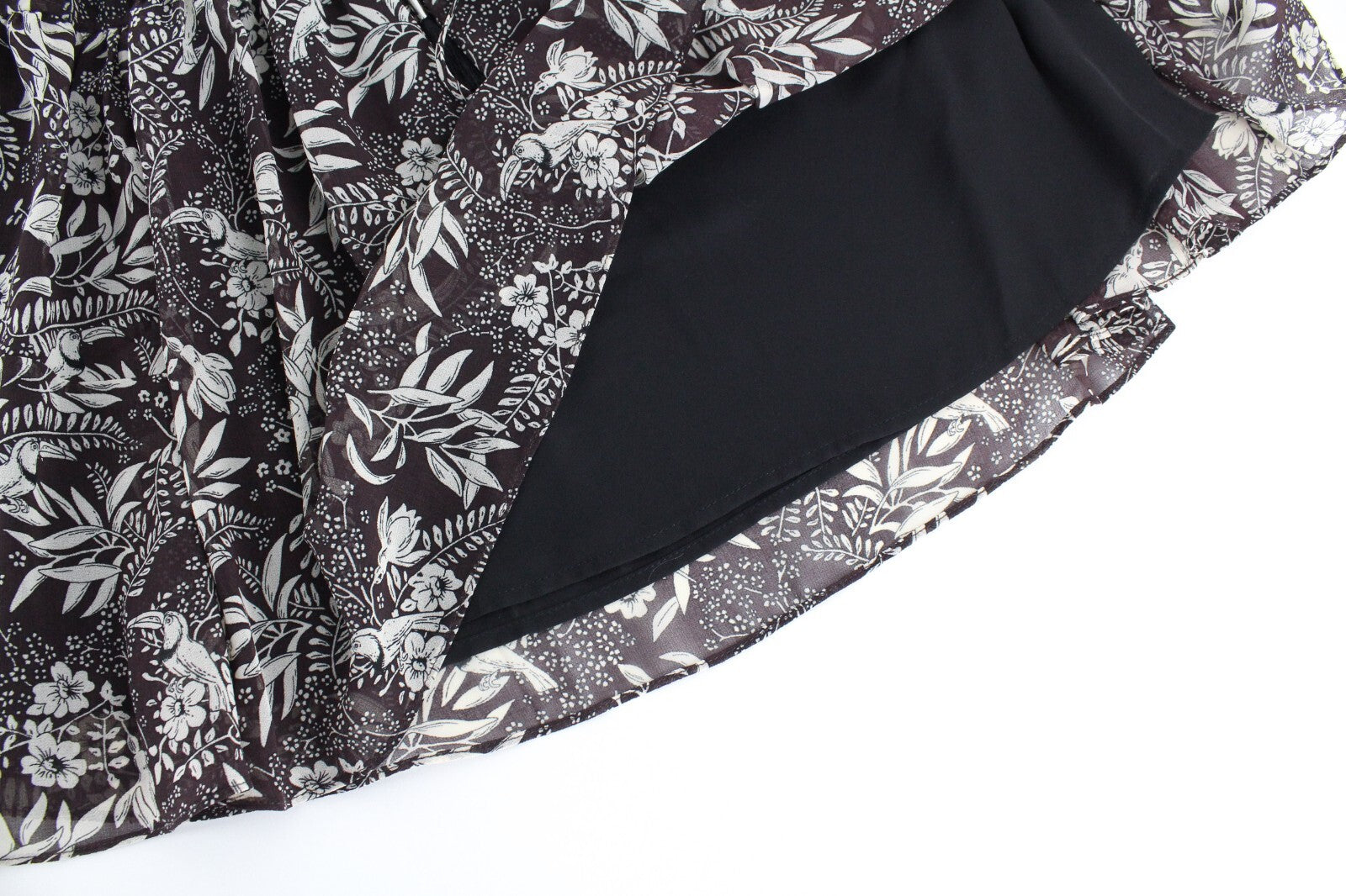 MAISON SCOTCH Womens XS Floral Softshell Mini Skirt Brown Lined Melange Flowy