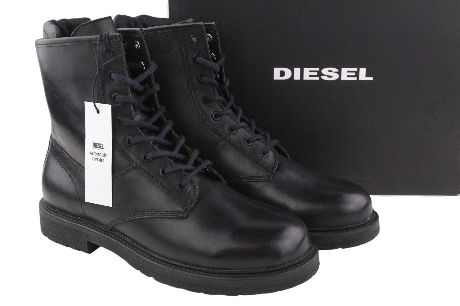 DIESEL D-Alabhama CB vyriški batai, juodi, odiniai, suvarstomi, kovinio tipo, EU44, RRP 295 € 