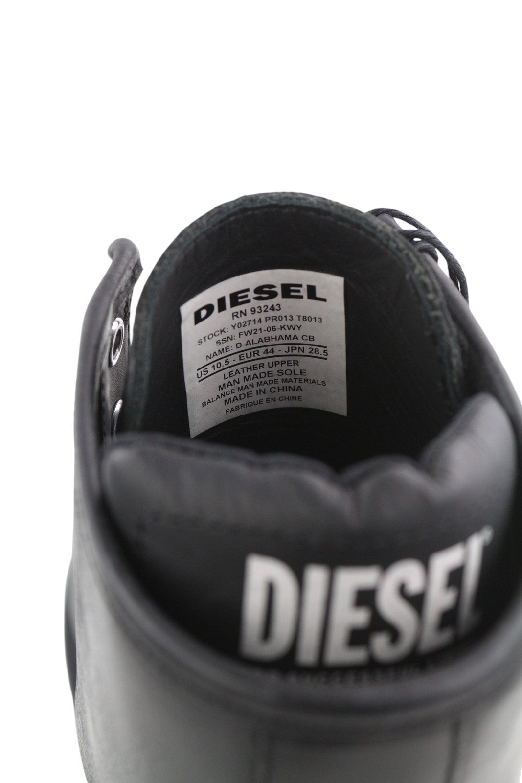 DIESEL D-Alabhama CB vyriški batai, juodi, odiniai, suvarstomi, kovinio tipo, EU44, RRP 295 € 