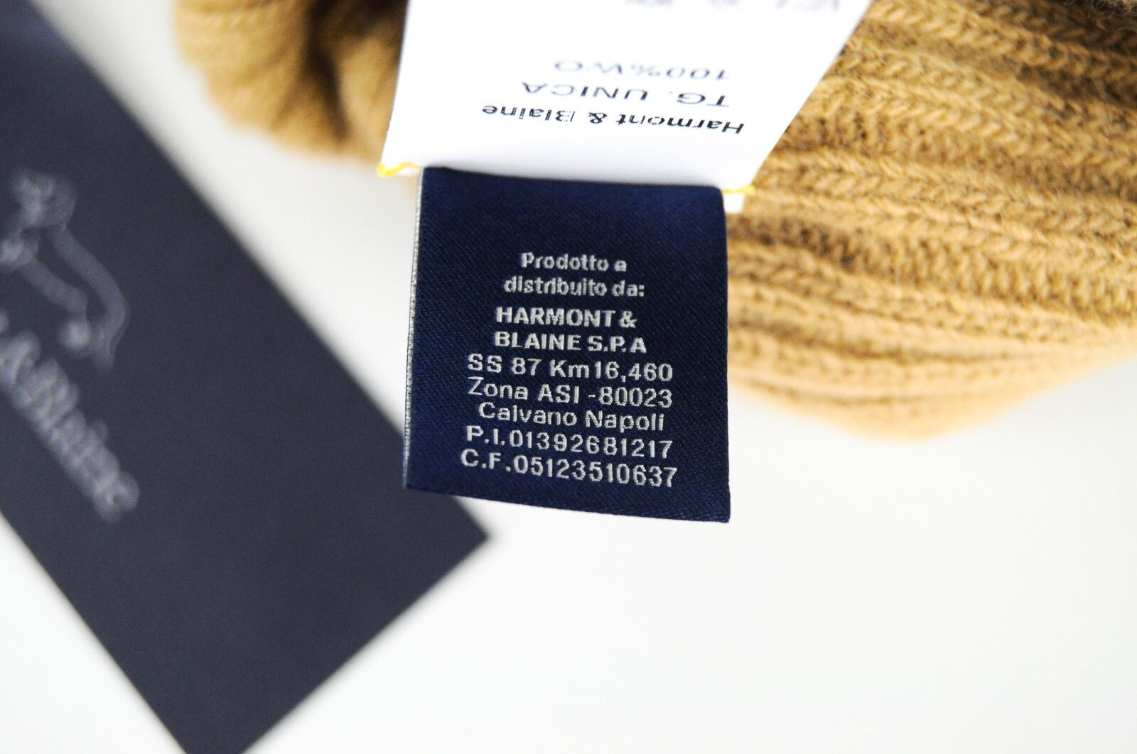 HARMONT & BLAINE Mens OS Beige Rib-Knit Unisex Beanie  Wool Dress Hat