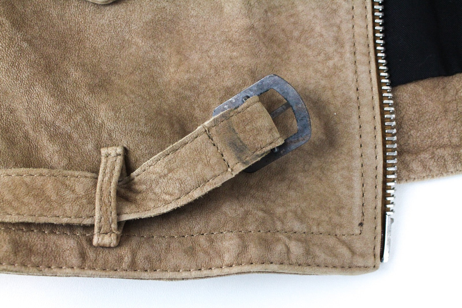 REPLAY Womens XS Brown Suede Lambskin Jacket Long Sleeve Zipped Lined