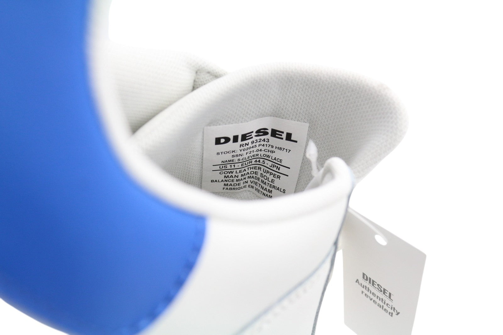 DIESEL S-Clever žemi nėrinių vyriški sportbačiai, balti, odiniai, 44.5 dydis, RRP140