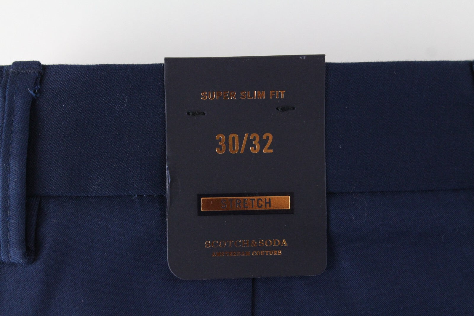 SCOTCH & SODA Mens W30/L32 Blue Super Slim  Cotton Stretchy Mott Trousers