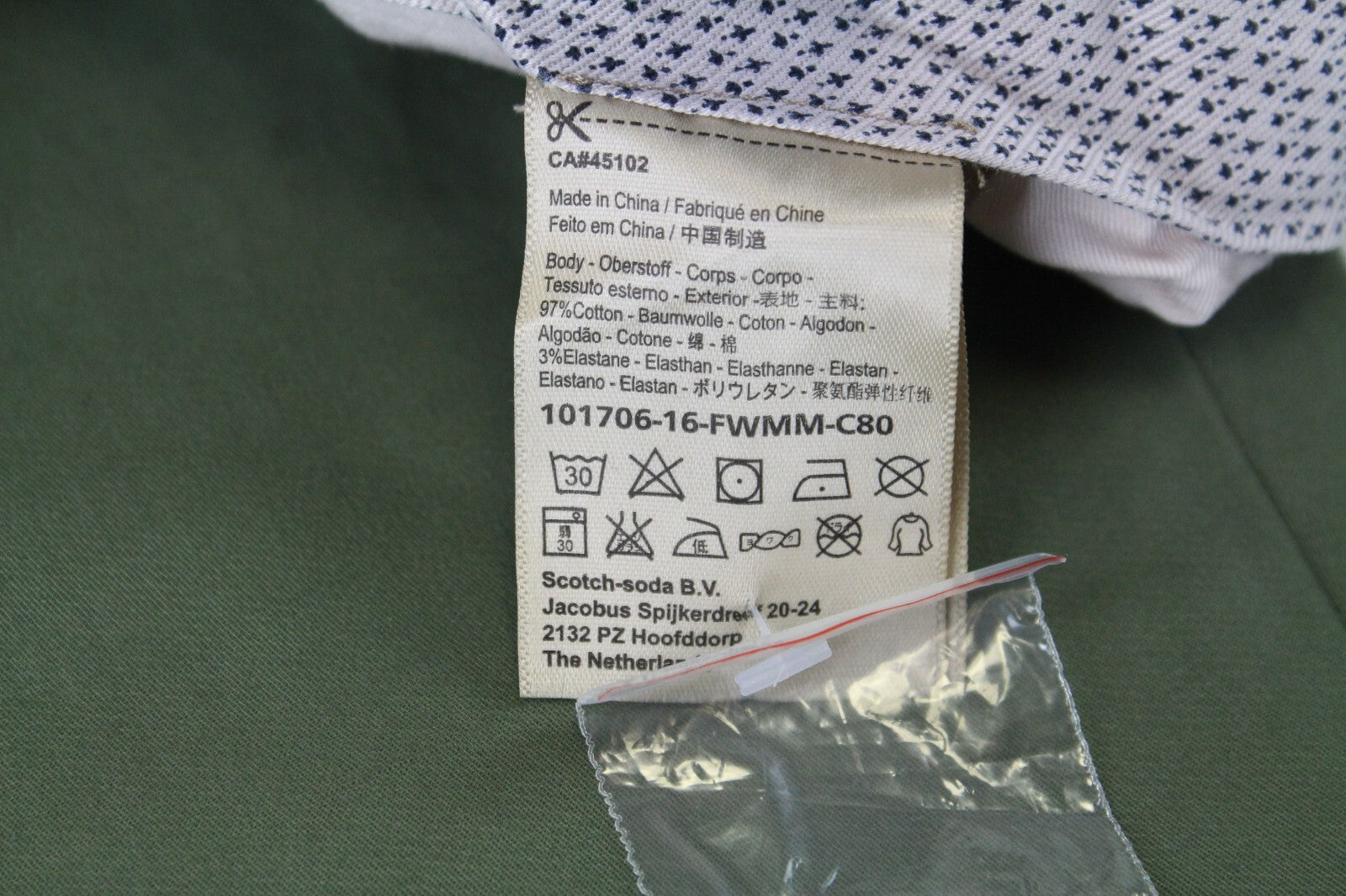 SCOTCH & SODA Mens W29/L34 Green Cotton Stretchy Super Slim  Mott Trousers