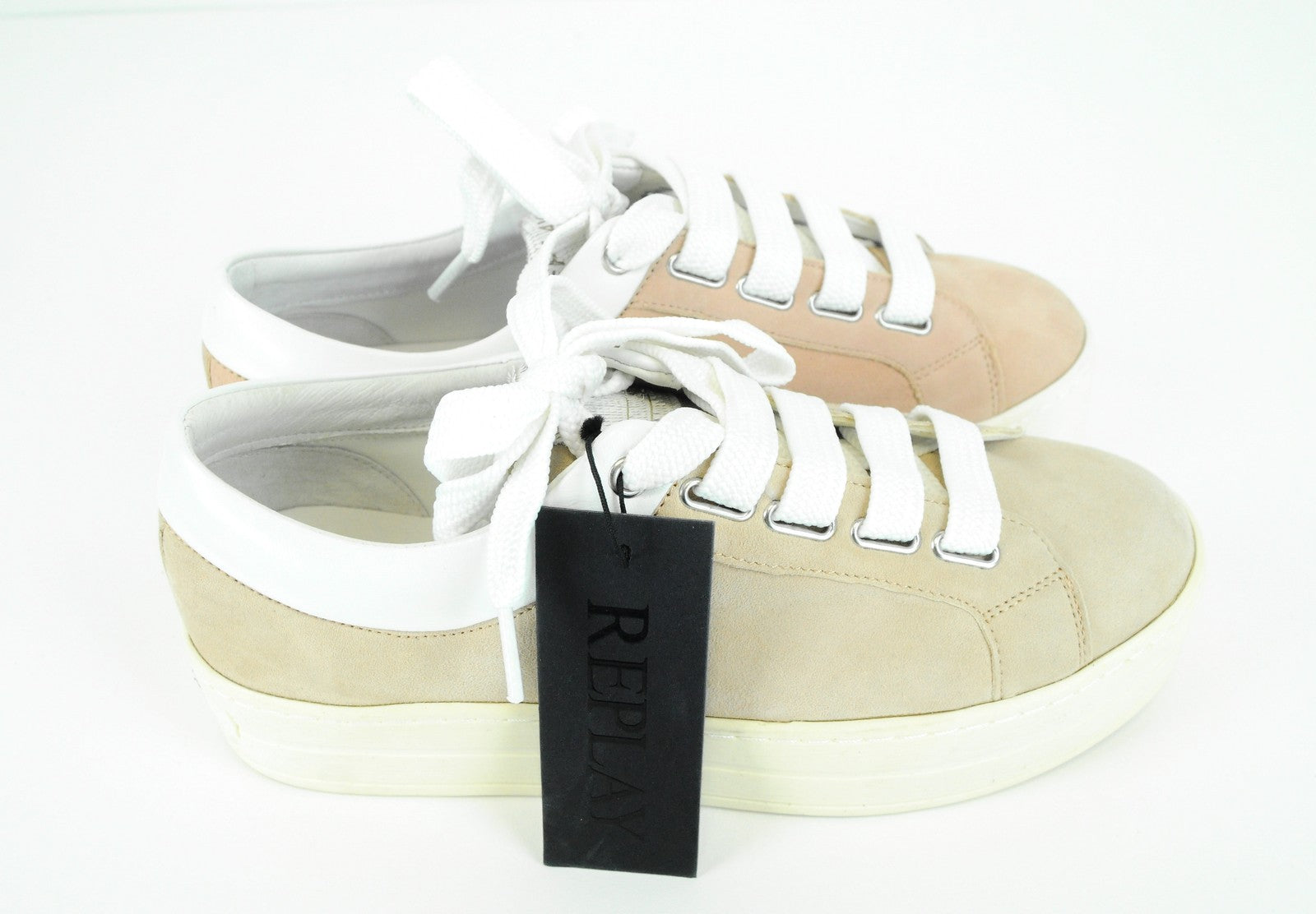 REPLAY moteriški rožiniai zomšiniai sportbačiai, 39 dydis, laisvalaikio bateliai su raišteliais 