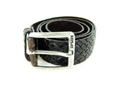 REPLAY vyriškas rudas odinis diržas, 85 cm, raštuotas, su jaučio odos kvadratine sagtimi 