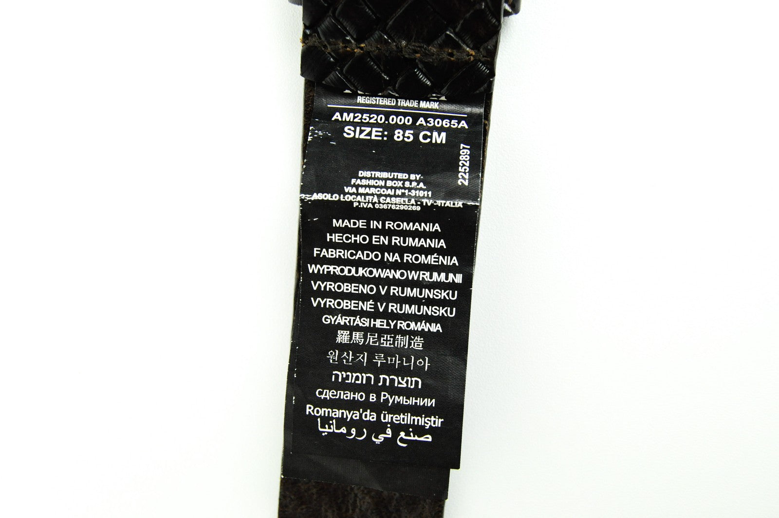 REPLAY vyriškas rudas odinis diržas, 85 cm, raštuotas, su jaučio odos kvadratine sagtimi 