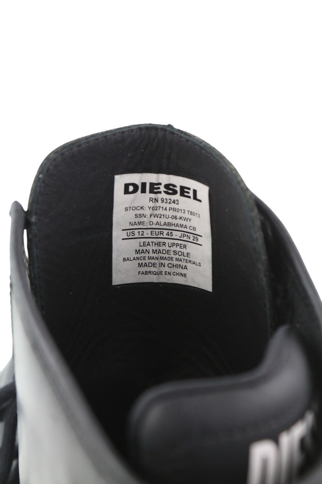 DIESEL D-Alabhama CB vyriški batai, juodi, odiniai, suvarstomi, kovinio tipo, EU45, RRP 295 € 