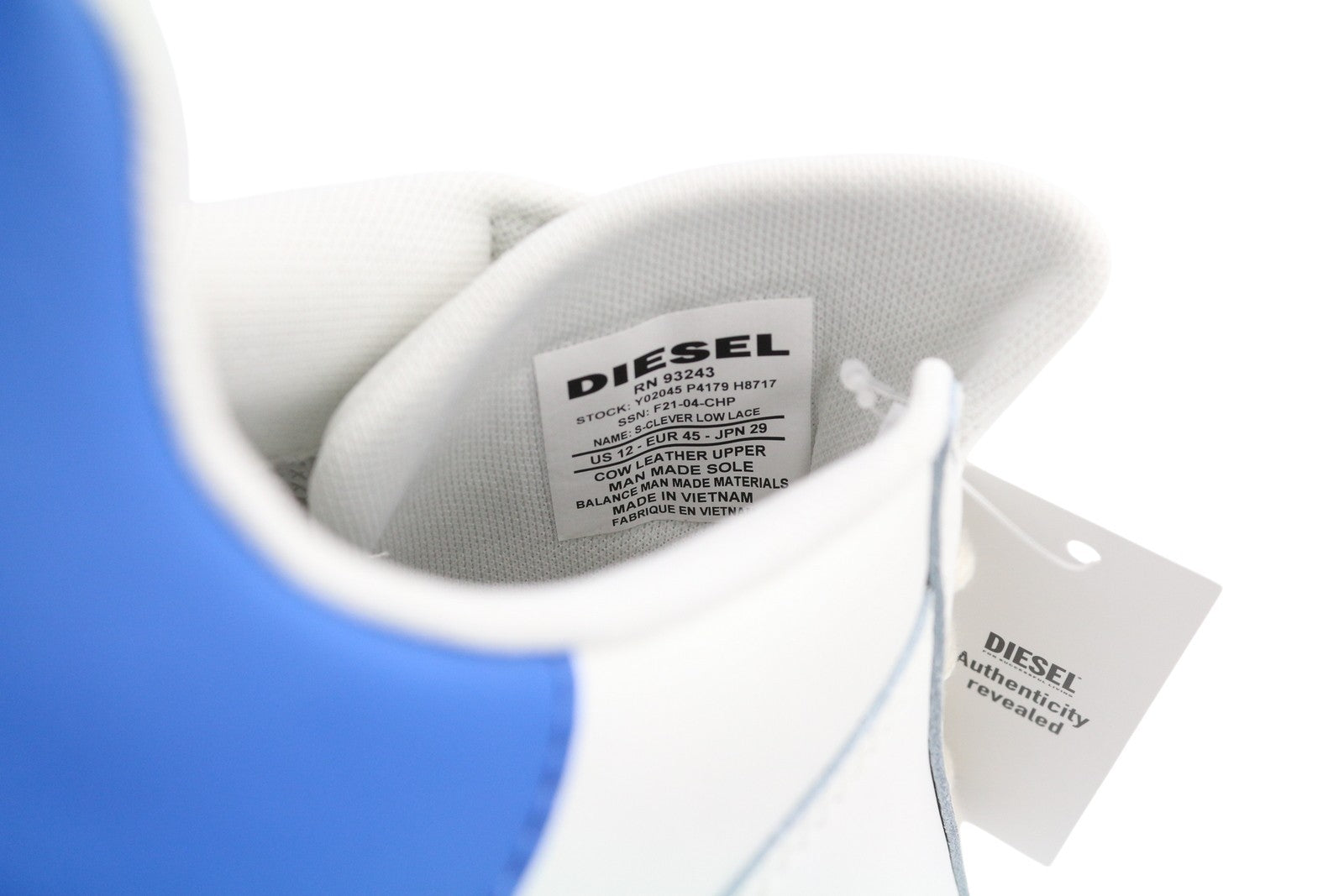 DIESEL S-Clever žemi nėrinių vyriški sportbačiai, 45 dydis, baltos spalvos, migdolų spalvos, RRP140