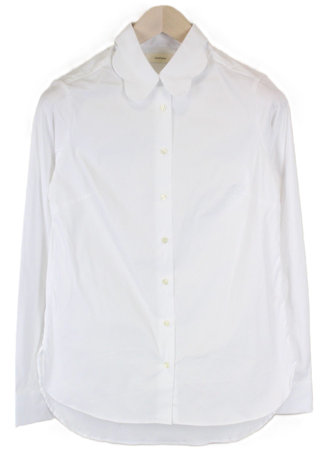 SUISTUDIO Womens Shirt 36R White Cotton Stretchy Long Sleeve Butterfly Neck