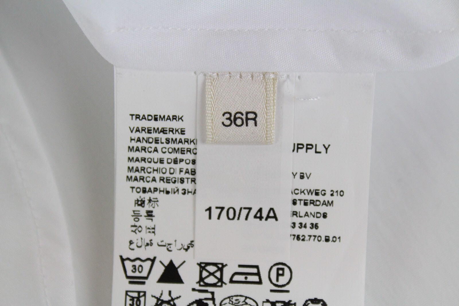 SUISTUDIO Womens Shirt 36R White Cotton Stretchy Long Sleeve Butterfly Neck