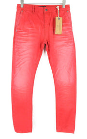 SCOTCH & SODA Raze Mens Trousers W28/L32 Red Slim  Washed Cotton Pants