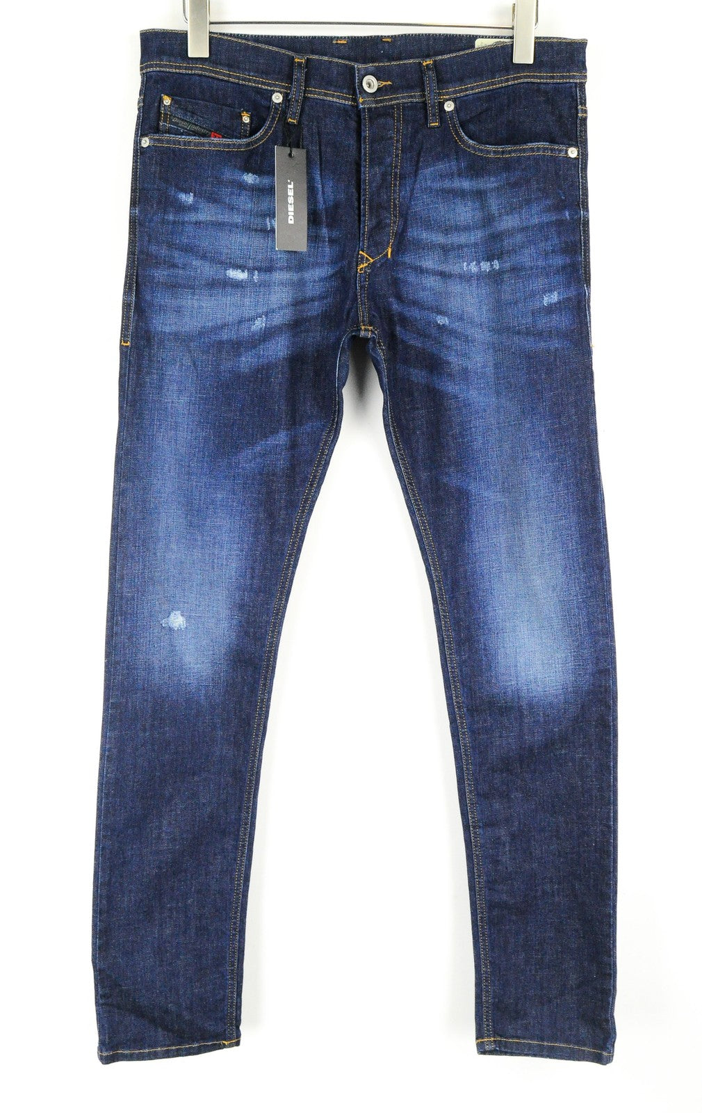 DIESEL Tepphar R7NA8 vyriški džinsai W31/L34 mėlyni medvilniniai morkų kirpimo džinsai 