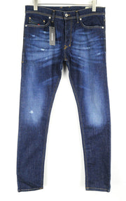 DIESEL Tepphar R7NA8 vyriški džinsai W31/L34 mėlyni medvilniniai morkų kirpimo džinsai 