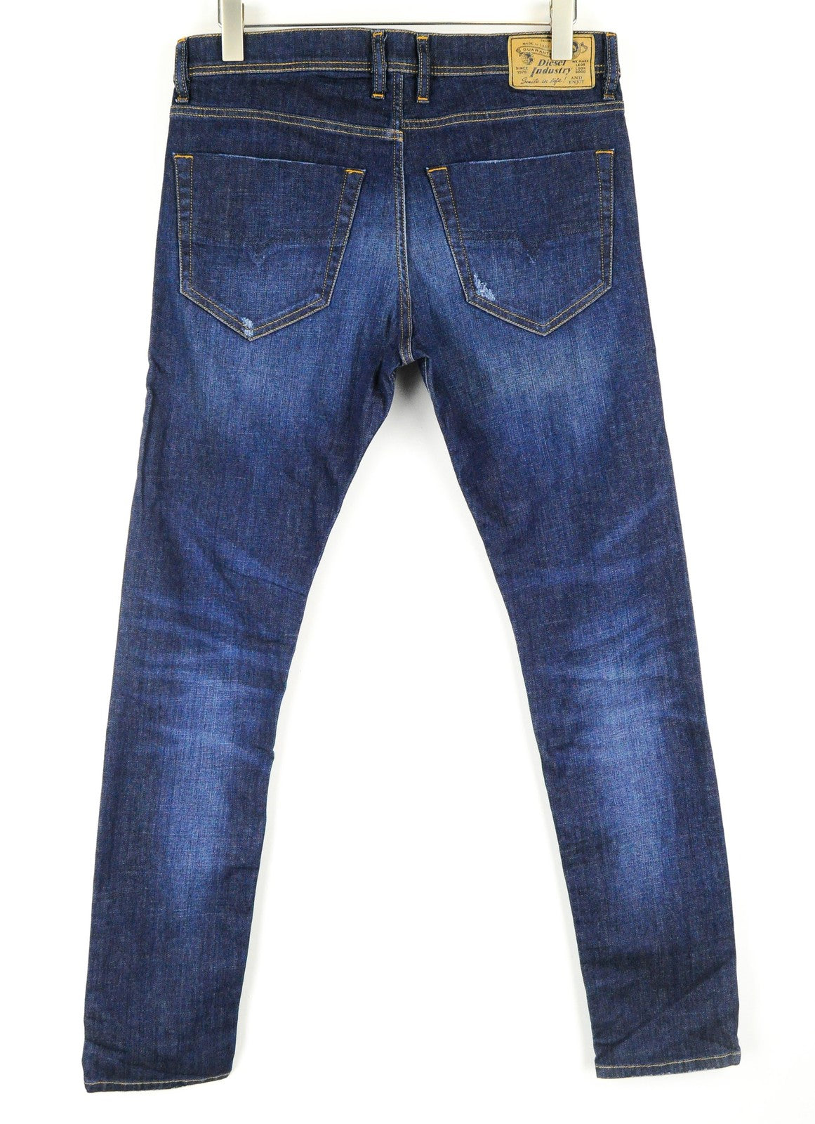 DIESEL Tepphar R7NA8 vyriški džinsai W31/L34 mėlyni medvilniniai morkų kirpimo džinsai 