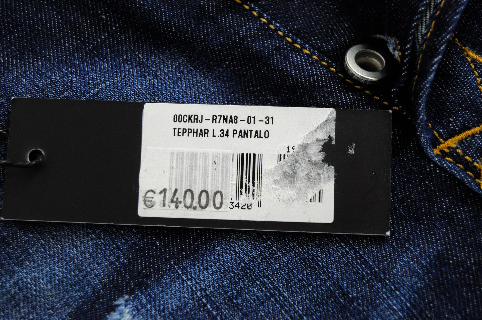 DIESEL Tepphar R7NA8 vyriški džinsai W31/L34 mėlyni medvilniniai morkų kirpimo džinsai 