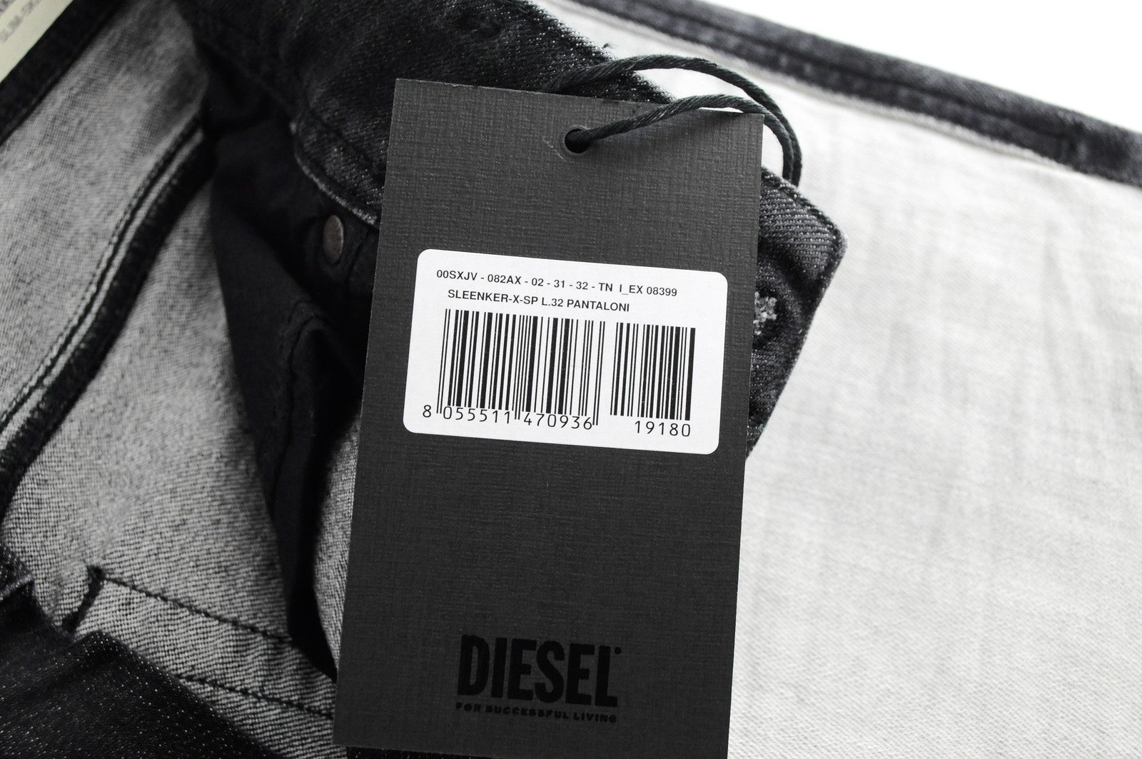 DIESEL Sleenker-X-SP 082AX vyriški džinsai W31/L32 pilki, aptempti, tamprūs 