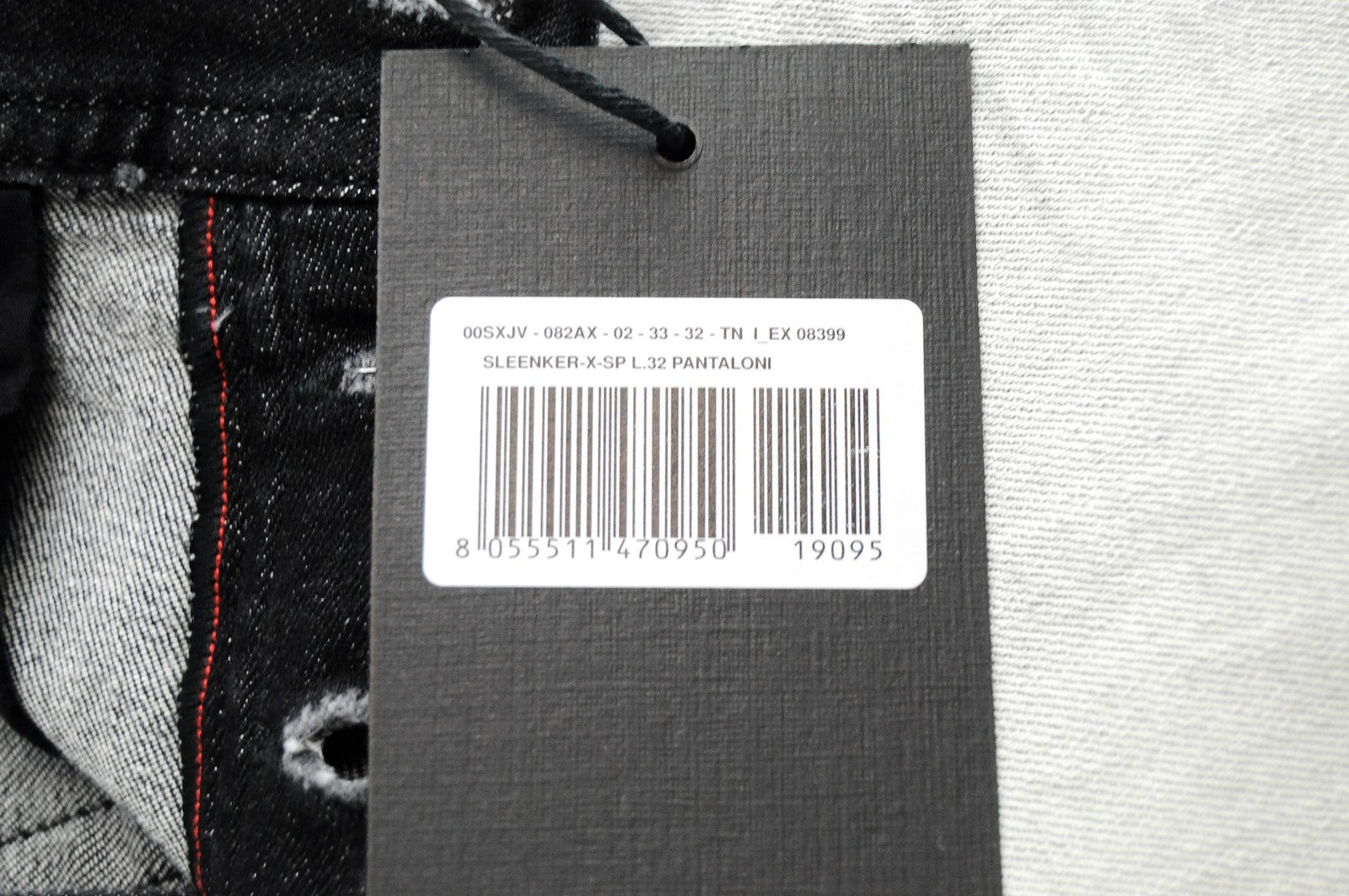 DIESEL Sleenker-X-SP 082AX vyriški džinsai W33/L32 Slim pilki aptempti džinsai 