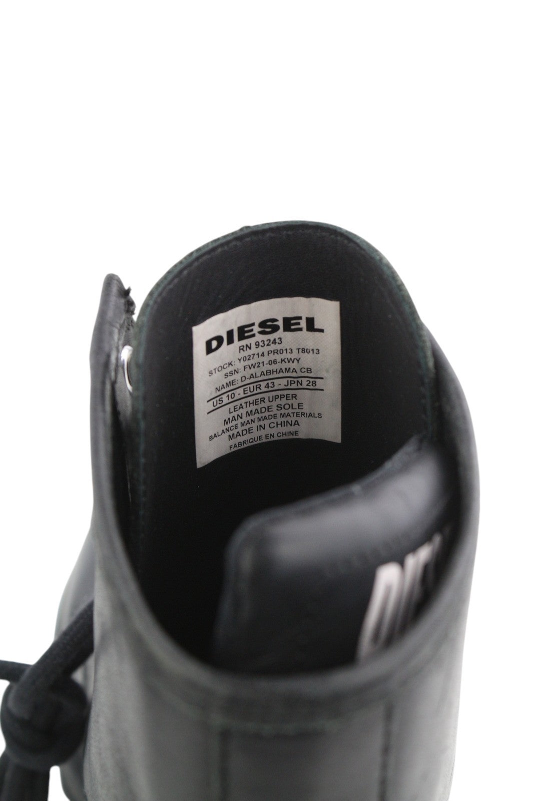 DIESEL D-Alabhama CB vyriški batai, juodi, odiniai, suvarstomi, kovinio tipo, EU43, RRP 295 € 