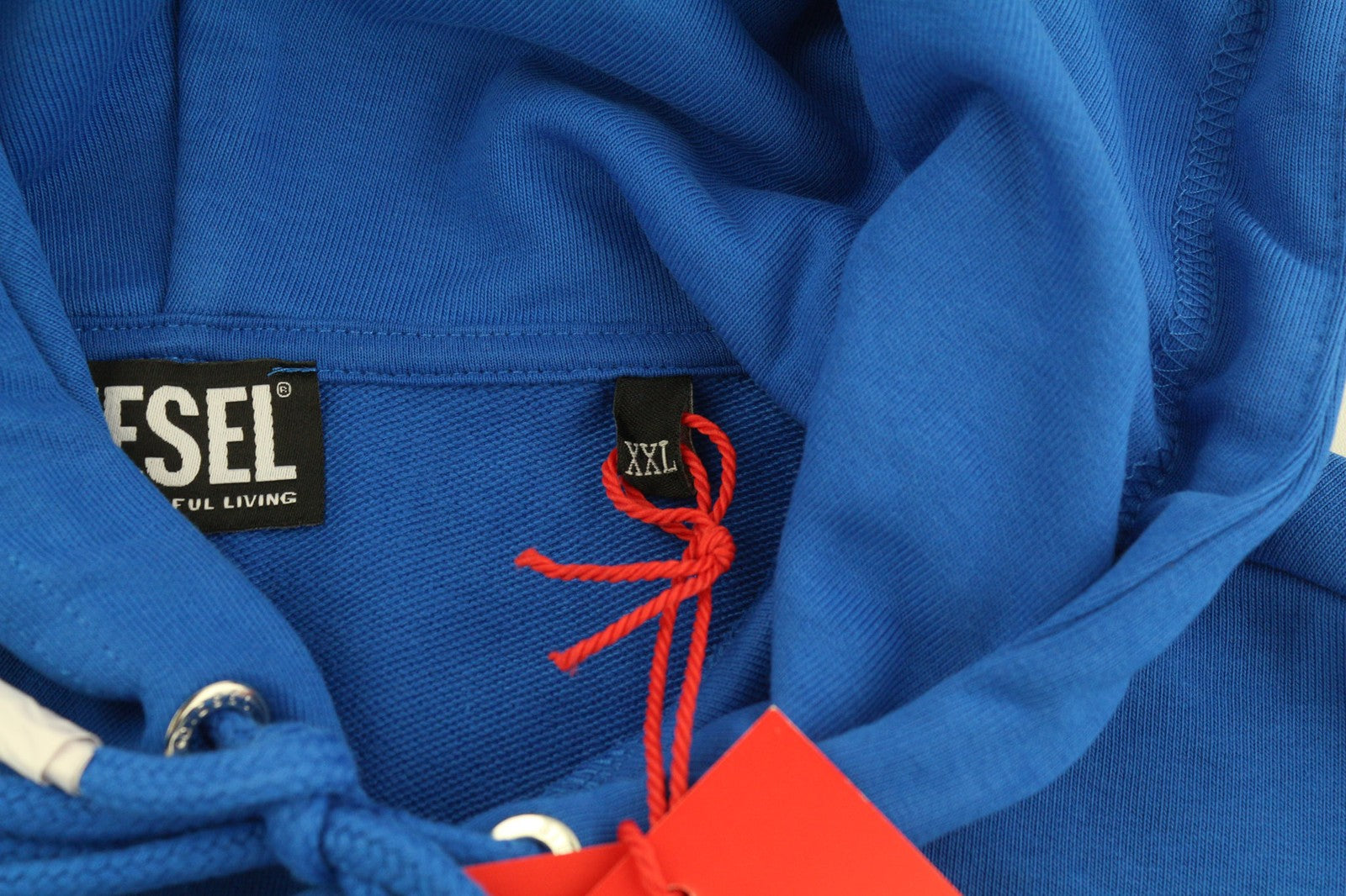 DIESEL S-Ginn-Hood-K25 vyriškas džemperis su gobtuvu, 2XL, mėlynas, didelis megztinis, kengūros spalvos, rekomenduojama kaina – 125 € 