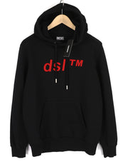 DIESEL S-Girk-Hood-B4 vyriškas džemperis su gobtuvu, S dydžio, megztinis, didelis, kengūros spalvos, juodas, rekomenduojama kaina – 150 € 