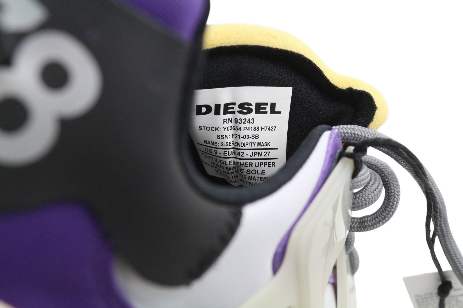 DIESEL S-Serendipity Mask vyriški sportbačiai, pilki, suvarstomi, migdolų spalvos nosimi, 42 dydžio, RRP 200 € 