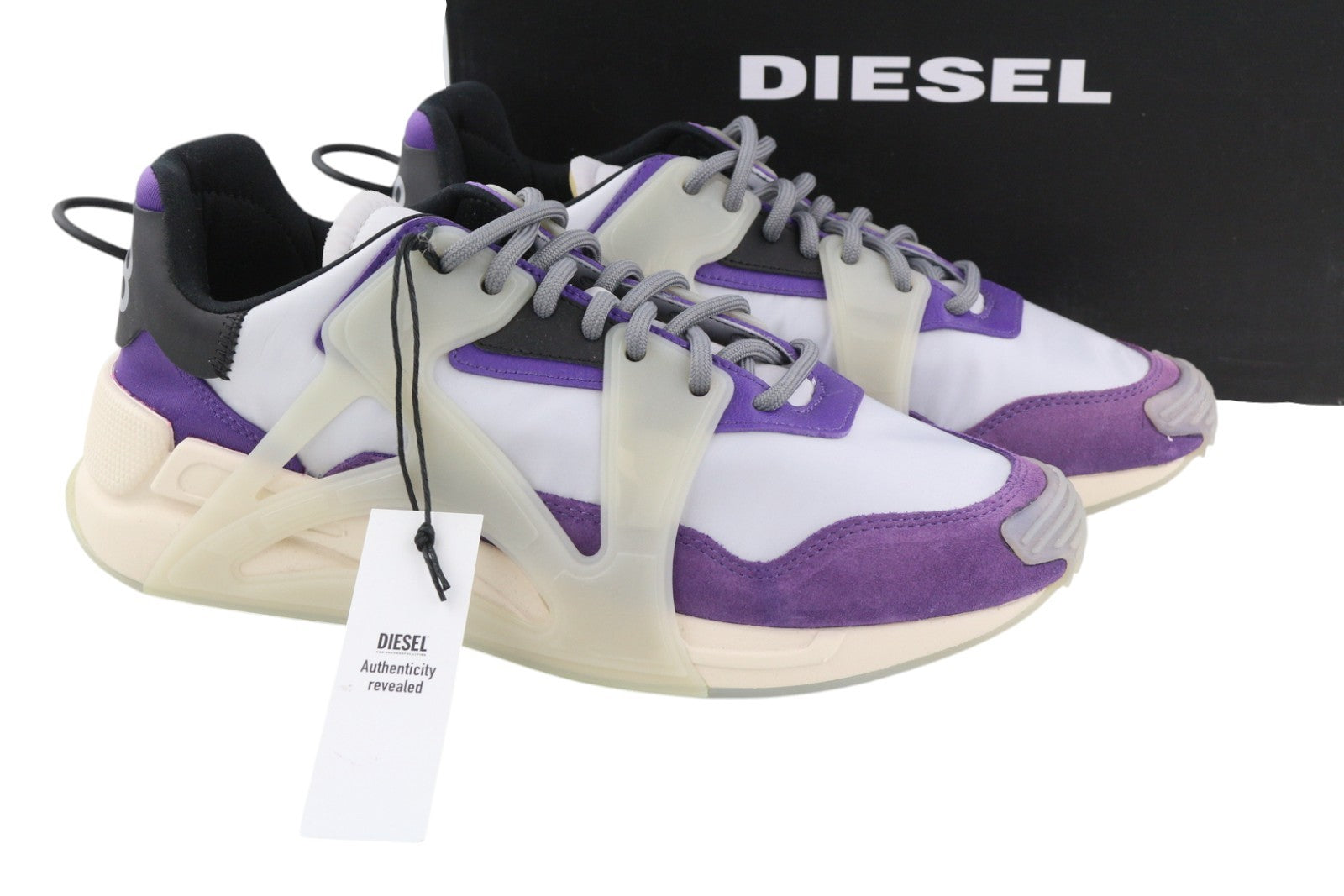 DIESEL S-Serendipity Mask vyriški sportbačiai, pilki, suvarstomi, migdolų spalvos nosimi, RRP 200 € 