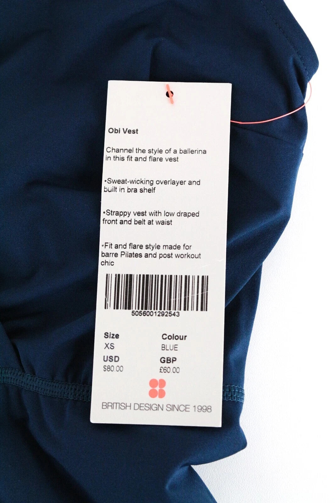 SWEATY BETTY Obi liemenė moterims sportinė palaidinė XS mėlyna tampri be rankovių 