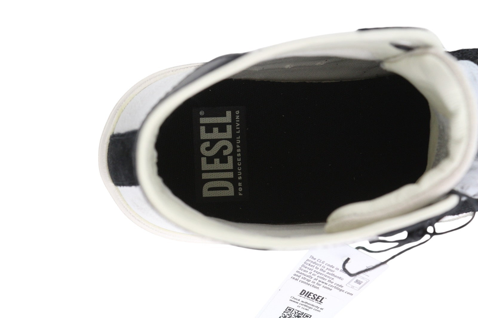 DIESEL S-Mydori ML vyriški sportbačiai, 44.5 dydis, balti, odiniai, aukštakulniai, migdolų formos nosis, RRP 220 € 