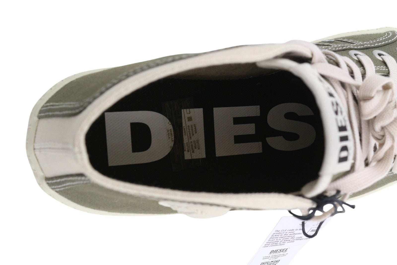 DIESEL S-Yuk MC vyriški sportbačiai, pilki, suvarstomi, migdolų spalvos nosimi, RRP 140 € 