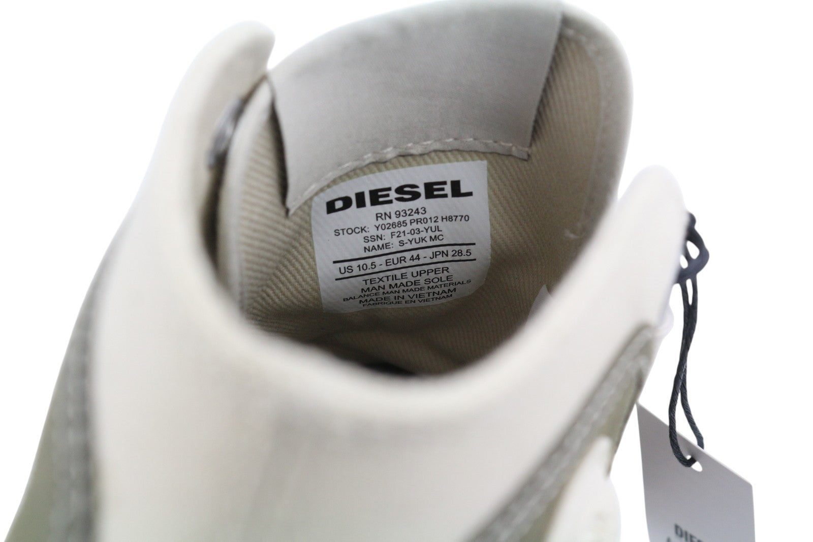 DIESEL S-Yuk MC vyriški sportbačiai, pilki, suvarstomi, migdolų spalvos nosimi, RRP 140 € 