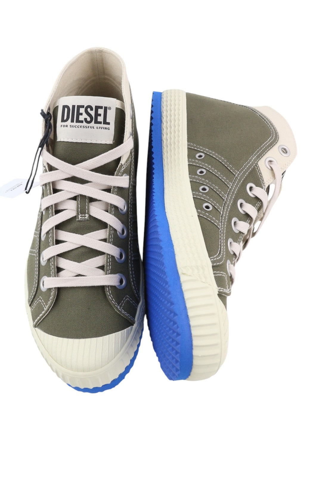 DIESEL S-Yuk MC vyriški sportbačiai, pilki, suvarstomi, migdolų spalvos nosimi, RRP 140 € 