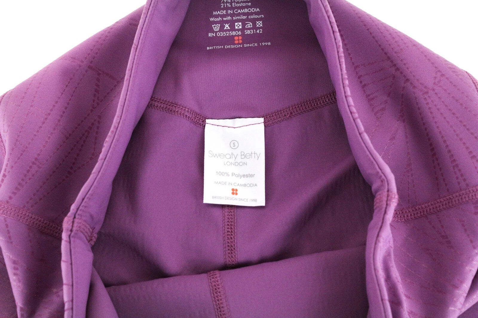 SWEATY BETTY Women's Sport Leggings S Purple Patterned Activewear Gym Pull On