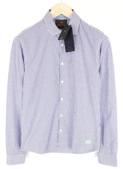 SCOTCH &amp; SODA Ams Couture vyriški marškinėliai, mėlyni, ploni, ilgomis rankovėmis, grynos medvilnės 