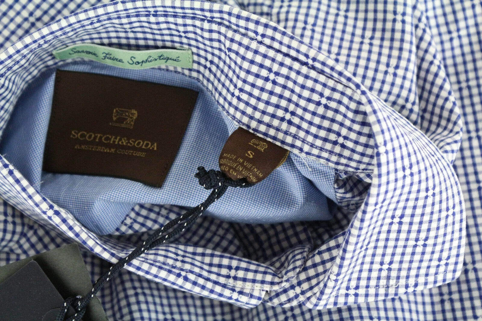 SCOTCH &amp; SODA Ams Couture vyriški marškinėliai, mėlyni, ploni, ilgomis rankovėmis, grynos medvilnės 