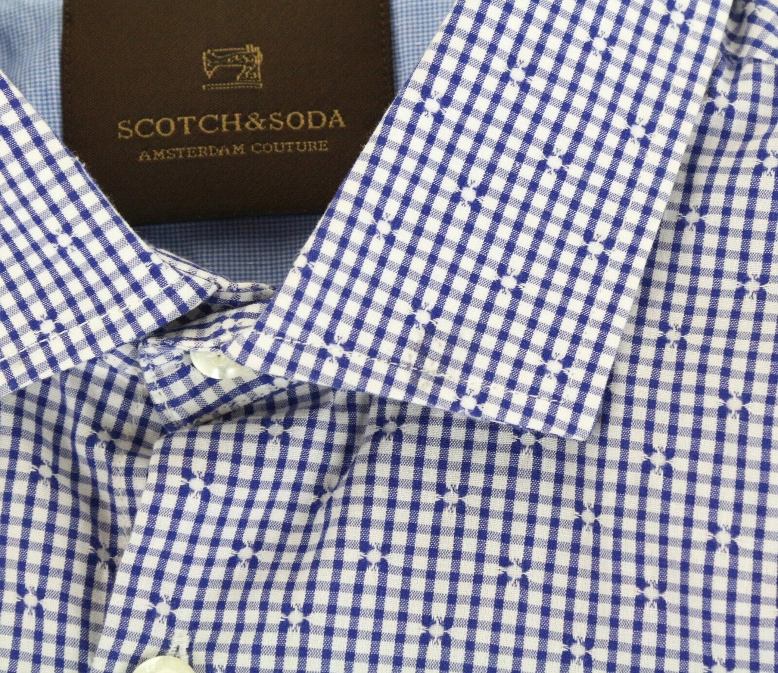 SCOTCH &amp; SODA Ams Couture vyriški marškinėliai, mėlyni, ploni, ilgomis rankovėmis, grynos medvilnės 