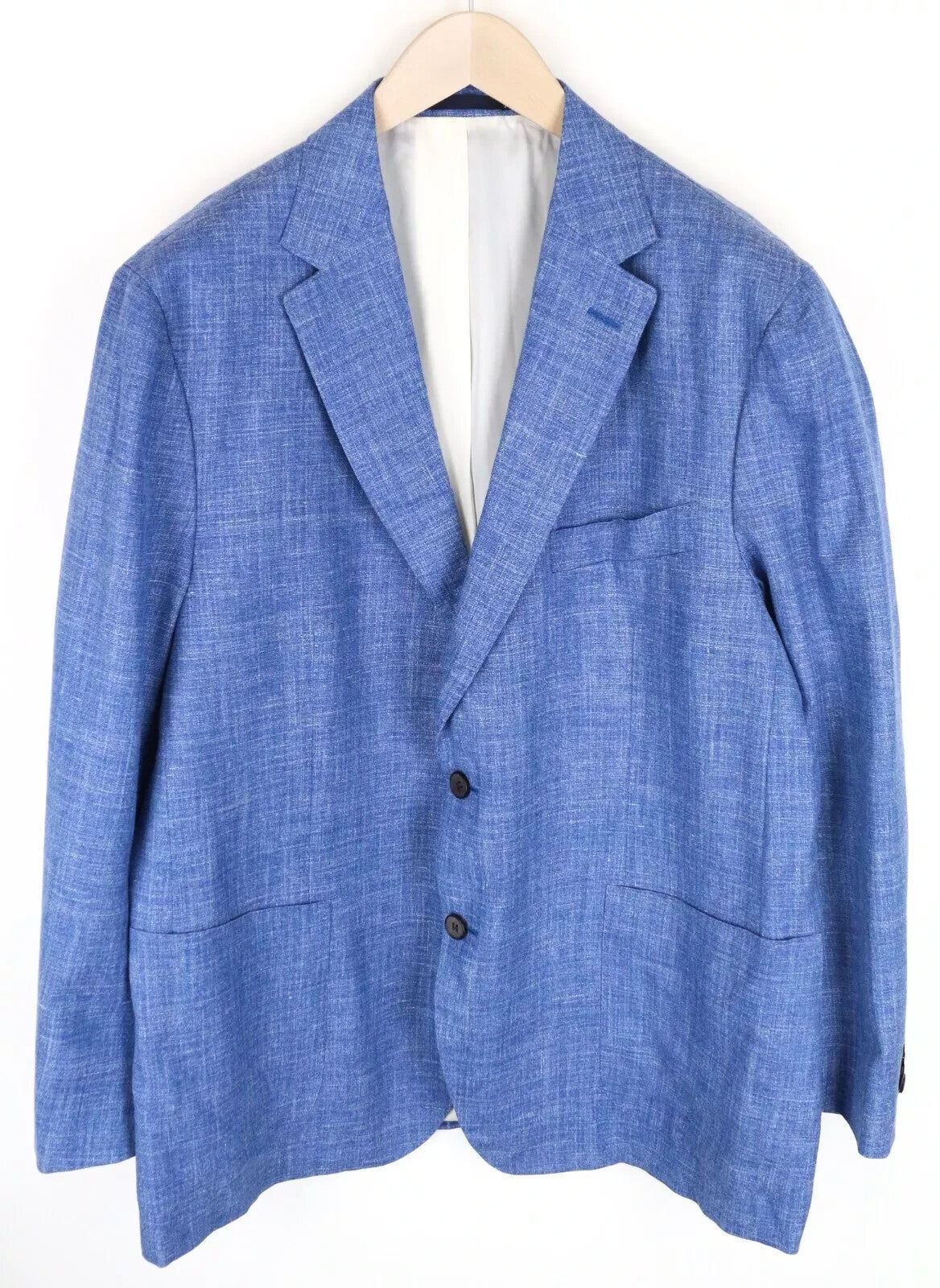 SUITSUPPLY Havana Men's Blazer UK50S Blue Wool Silk Linen Classic