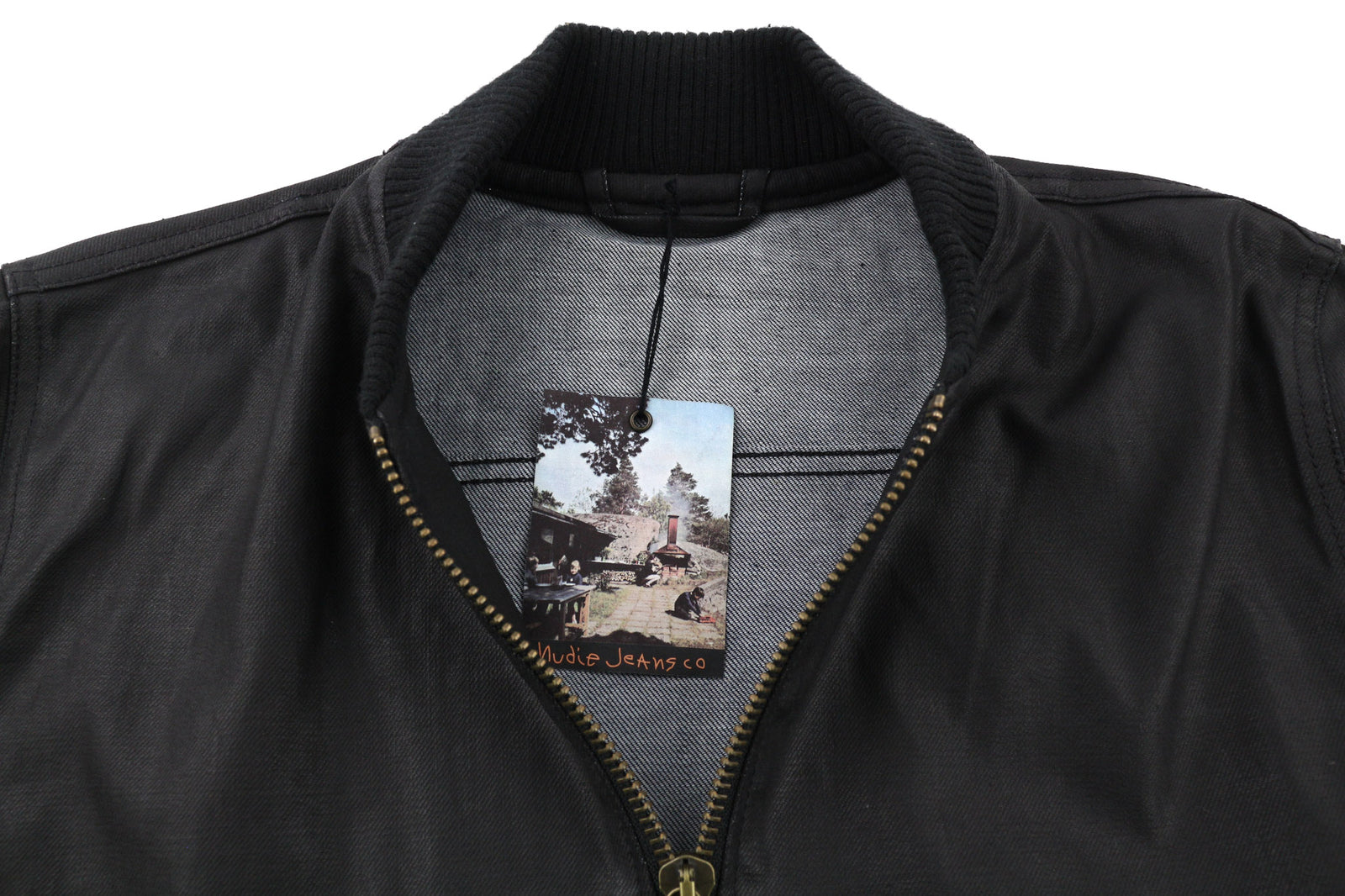 NUDIE JEANS Severin dengtas džinsinis vyriškas švarkas M juodas grynos medvilnės be pamušalo bomber stiliaus 